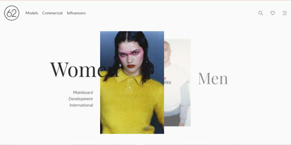 Screenshot of a 62 Management web page showing models.